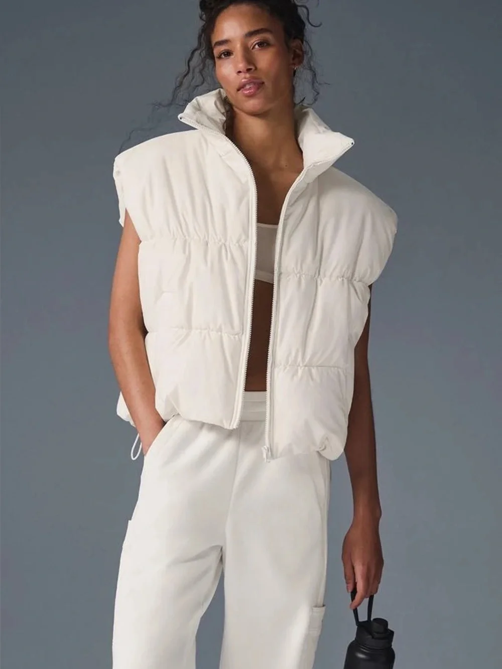 Alo Incline Oversized Ivory Puffer Vest Size Medium